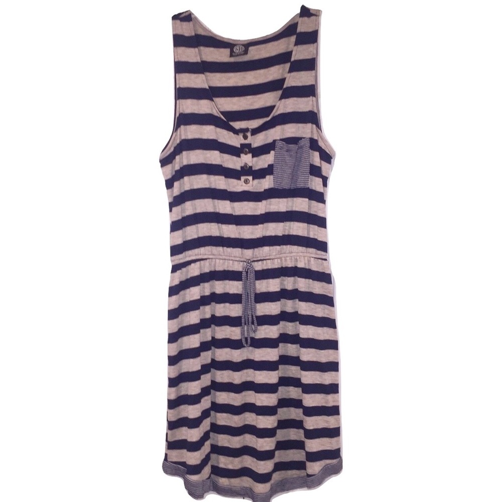 Bobeau Tie Waist Striped Pocket Dress Size Large